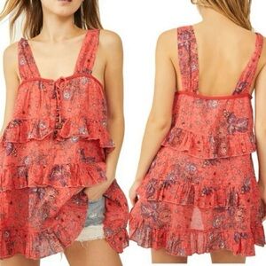 FP Intimates (S) Free People Sunrise Nightie Mini Dress- Carnation Floral Combo